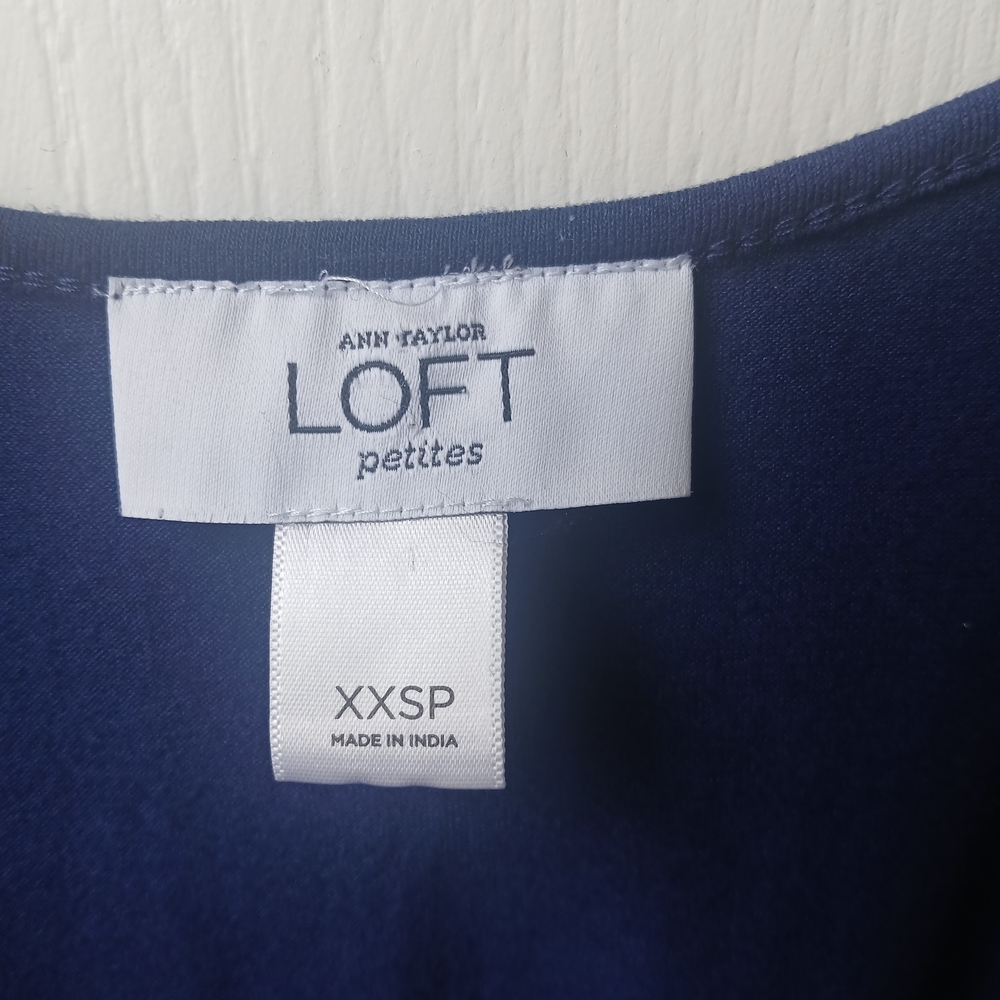 3/$15 LOFT Blue Ruched Ruffled Mini Sundress - Picture 3 of 4